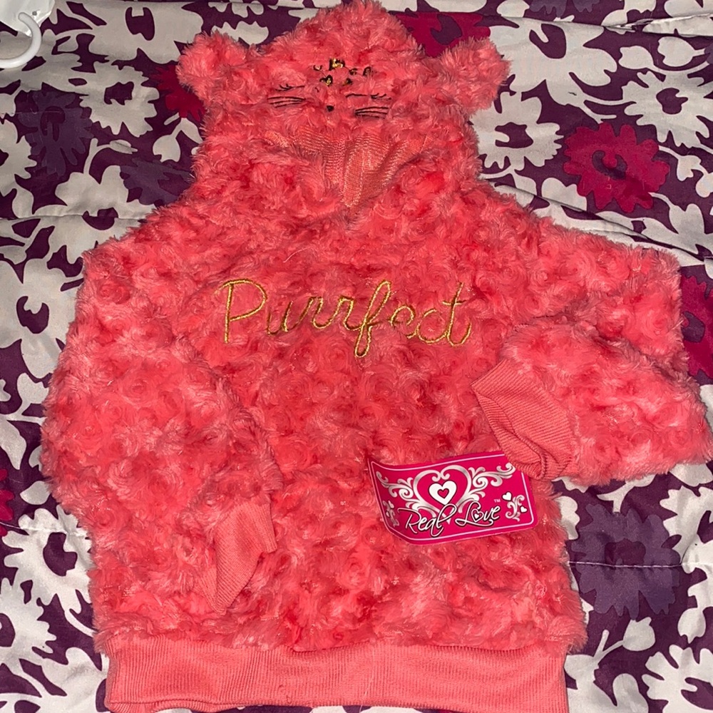 Fuzzy girls pink hoodie